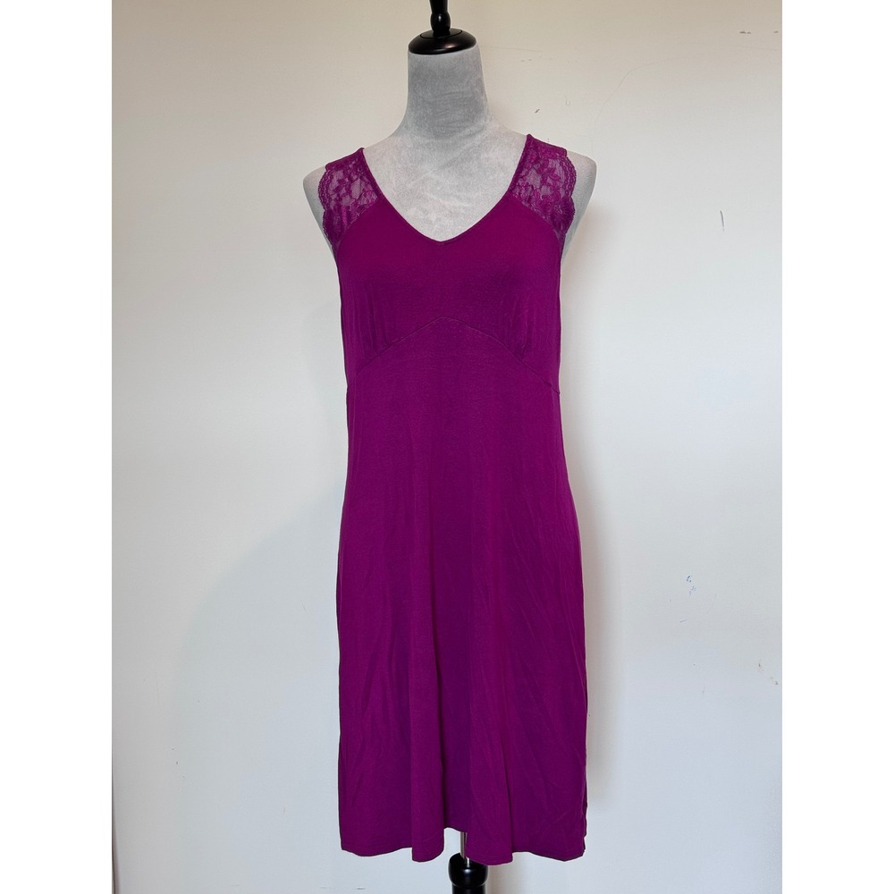 Gilligan & O'Malley Magenta Purple Lace Racerback Sleep Chemise Nightgown Large